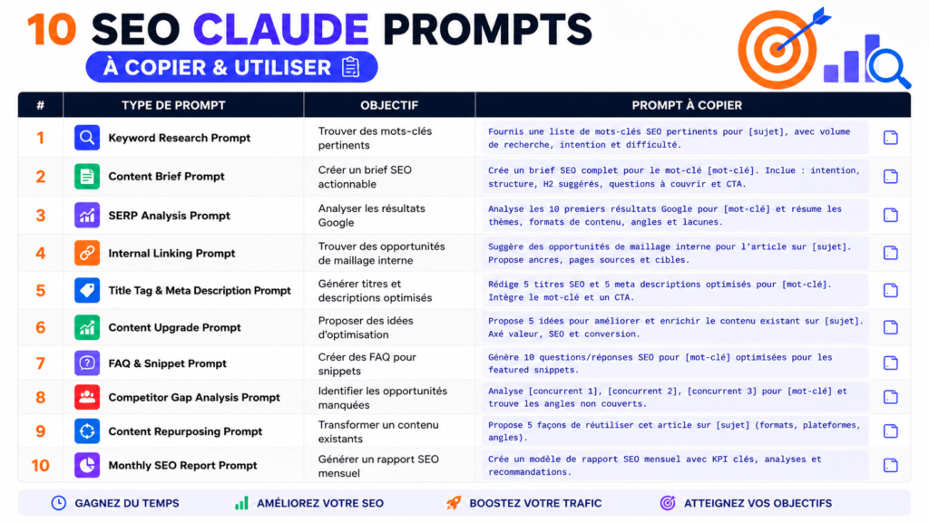 10 Prompts SEO Claude et ChatGPT pour Générer du Bon Contenu